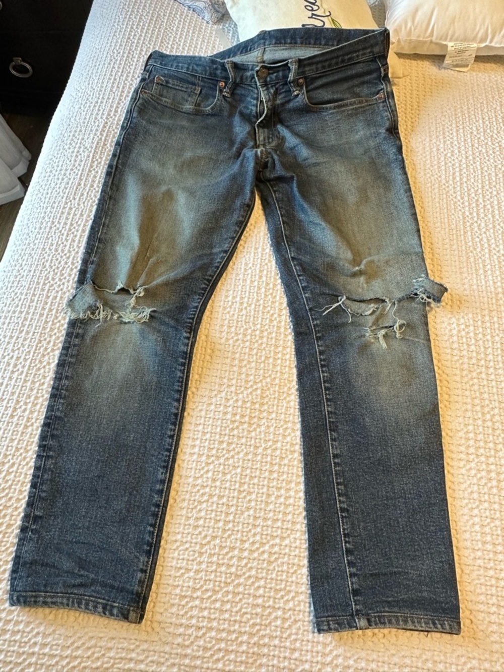 Gap Mens  Distressed Blue Slim Fit Jeans